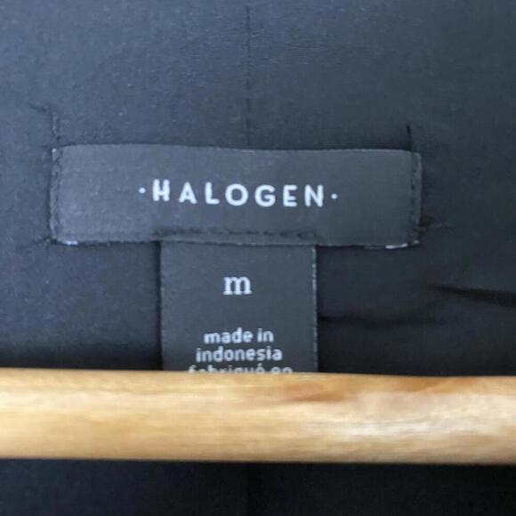 HALOGEN black swirl print long sleeve gathered button down dress sz M - Picture 4 of 6